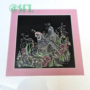 Original Art Quail Family By Deana Daly Signed Matted And Framed Cottagecore